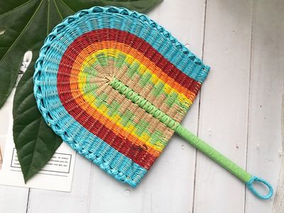 自製紙藤編織方法，DIY五彩蒲扇製作