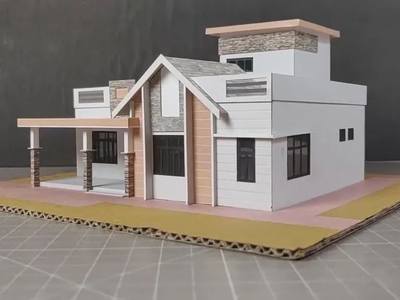 纸板房屋模型教程，小型民居手办制作