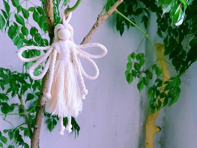 Macrame绳编小仙女吊饰挂件的DIY做法教程