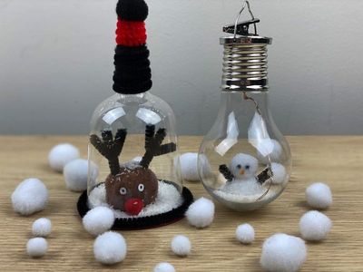 DIY好看的冬天装饰，圣诞节摆件驯鹿水晶球的做法