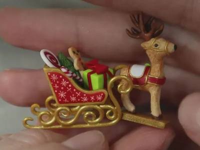 微型动物小饰品，DIY软陶圣诞小驯鹿