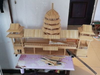 DIY竹制风雨楼模型制作图解