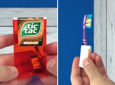 口香糖盒DIY折叠收纳旅行牙刷