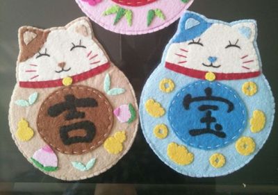 春节DIY不织布开运招财猫隔热垫