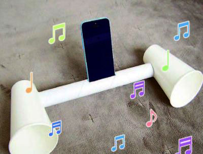 废弃纸筒DIY iphone手机外置喇叭扩音器支架