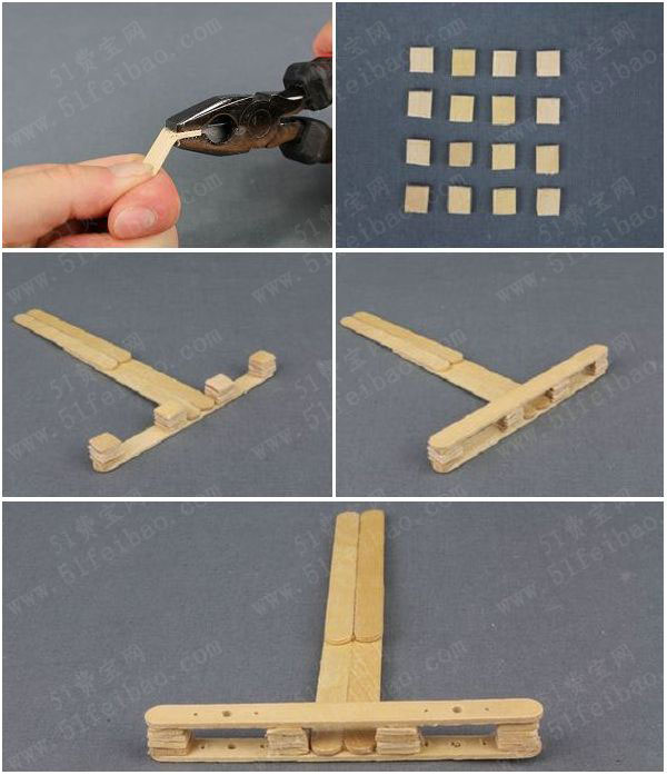 制作diy橡皮筋玩具十字弓