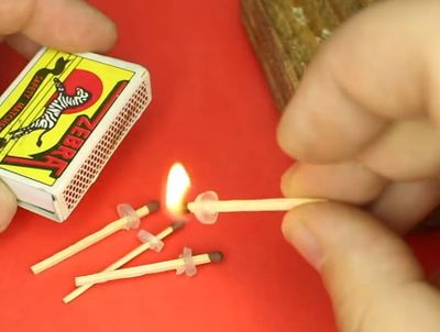 老圆珠笔芯创意回收自制防烧手火柴棒