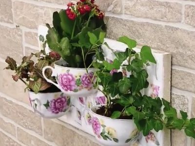 怎么用碎瓷杯制作上墙花盆
