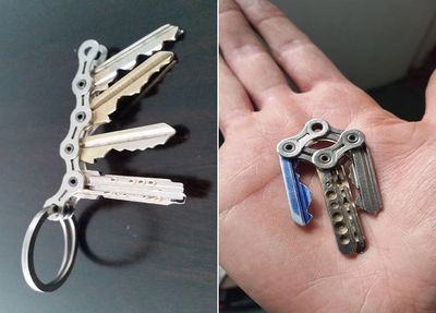 金工改造自行车链条钥匙扣方法
