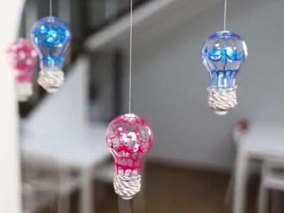 自製彩繪燈泡熱氣球小吊飾