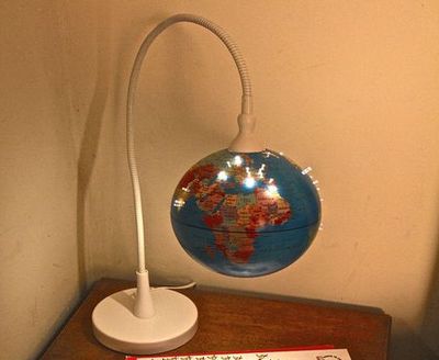 旧地球仪diy创意光纤台灯