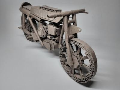 纸皮箱环保再用，DIY硬纸板小小摩托车