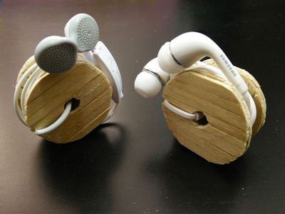 创意冰棍棍线轴耳塞收线器