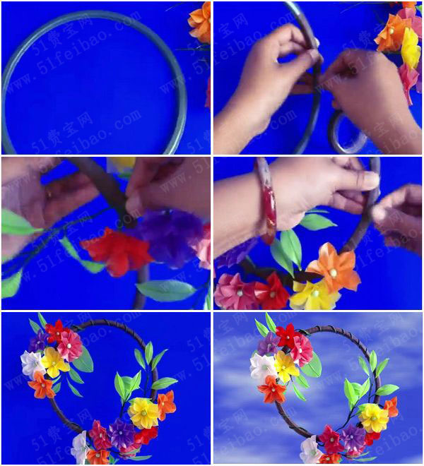 塑料袋制作好看的花环装饰教程