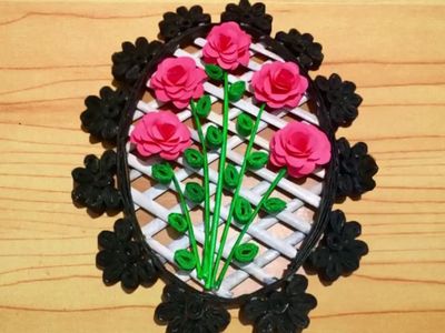 废报纸DIY好看红花绿叶壁挂装饰画