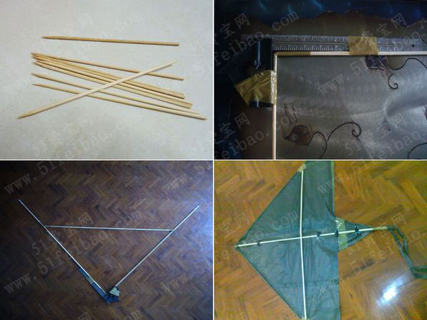 一次性塑料袋风筝的制作方法