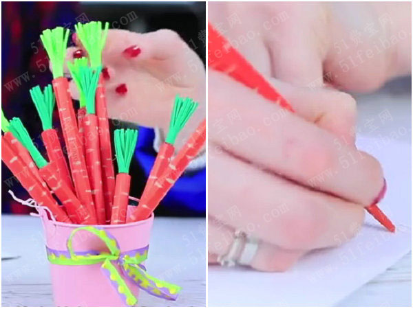 有趣的复活节手工：DIY胡萝卜铅笔礼物教学
