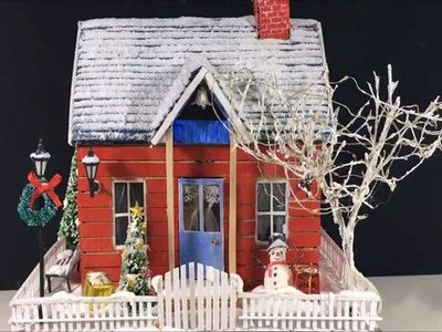 微型模型屋制作教程，DIY雪夜小木屋圣诞节装饰