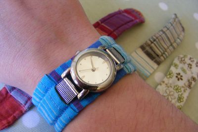 旧手表改造：diy布艺手缝表带