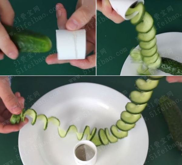 利用PVC管做把黄瓜切成麻花状的超创意刀具