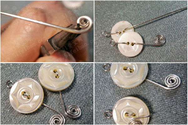 环保耳环做法图解，DIY创意纽扣音符耳环教程