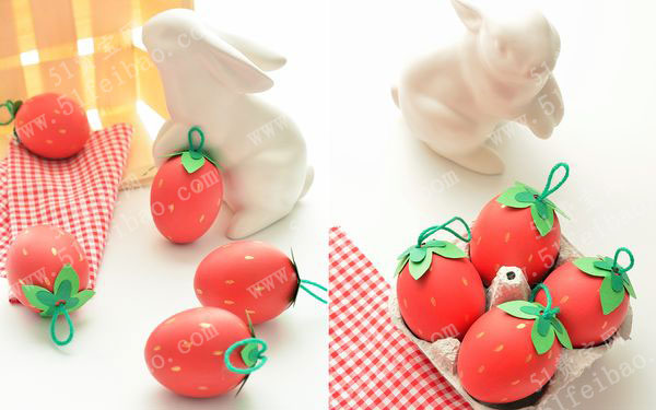 小清新手作艺术：自制红艳艳的手绘草莓鸡蛋