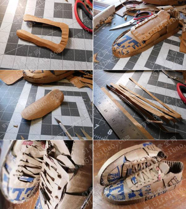 DIY環保鞋子手工，怎麼用硬紙板做一對運動鞋教程