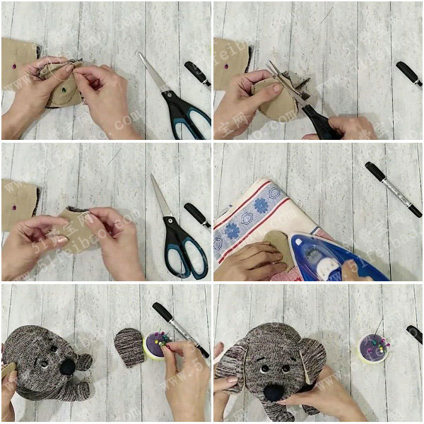 怎么做袜子手工布偶教程，DIY袜子娃娃顽皮小狗