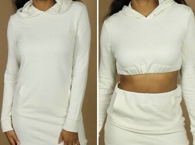 旧衣服DIY一改二做露脐套装
