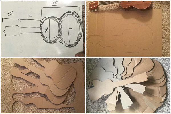 自製兒童玩具樂器，DIY硬紙板尤克里里琴教程