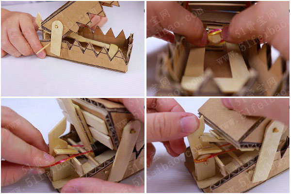 鱷魚咬手指的玩具，製作紙板鱷魚咬咬樂兒童玩具動手製作過程
