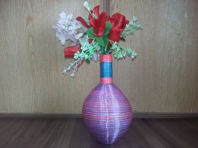 好看的环保花瓶做法，DIY时尚绕线花瓶教学