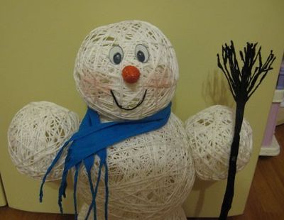 舊毛衣回收利用製作毛線球小雪人