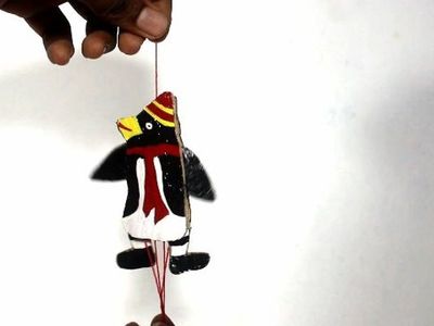 纸板DIY企鹅宝宝牵线手偶
