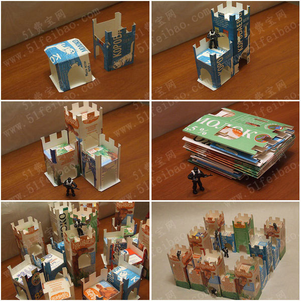 废纸盒的使用创意，DIY积木西方城堡玩具