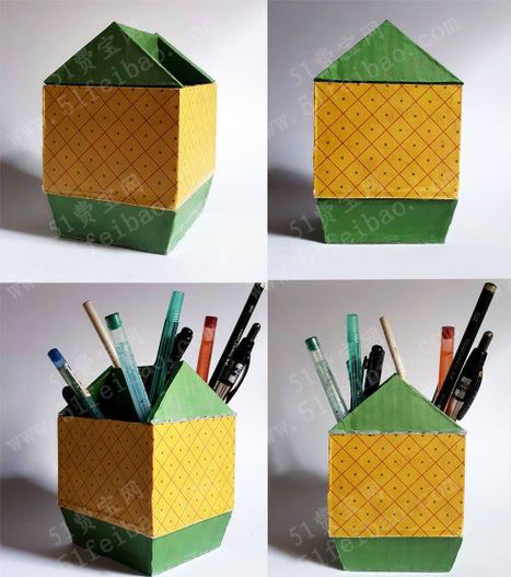 手工制作简易笔筒，硬纸板DIY组合笔筒的方法  