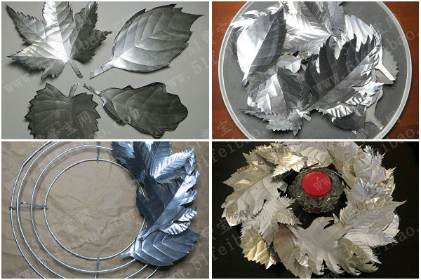 圣诞节创意装饰，DIY铝箔树叶圣诞花环