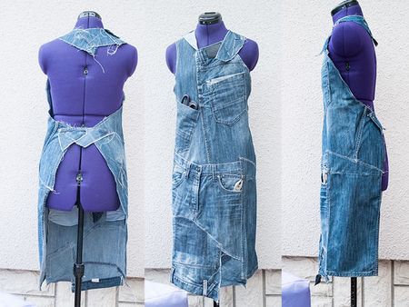 旧裤子diy拼布牛仔布围裙制作教程
