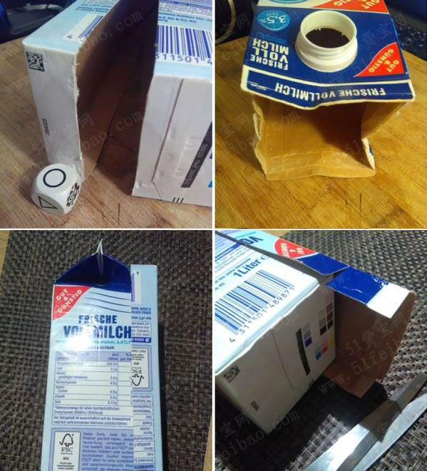 牛奶盒子diy游戏免摇滚骰器 废物利用手工diy小制作 51费宝网