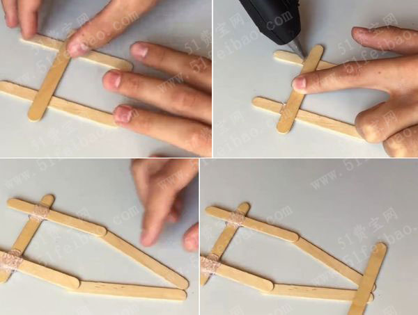 冰棍棒diy皮筋蓄力模型小赛车