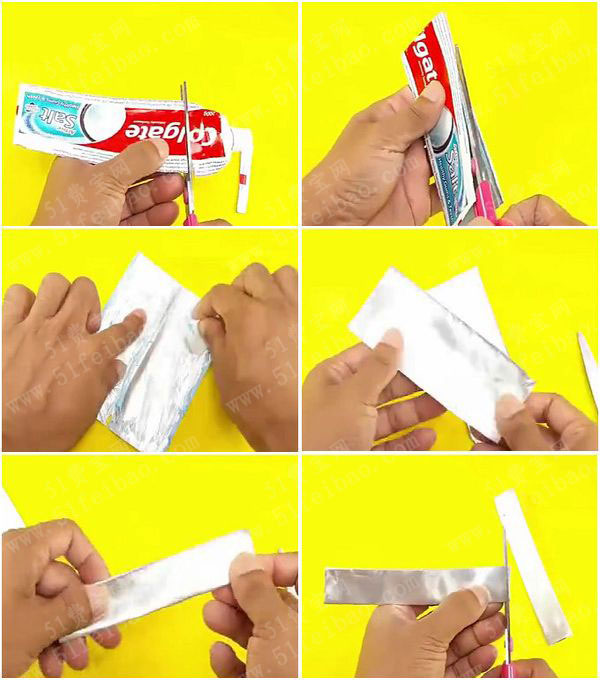 利用废牙膏皮制作玩具戒指儿童手工