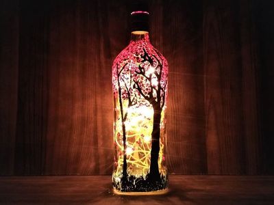 DIY唯美浪漫夜灯，彩绘酒瓶罐灯制作教学