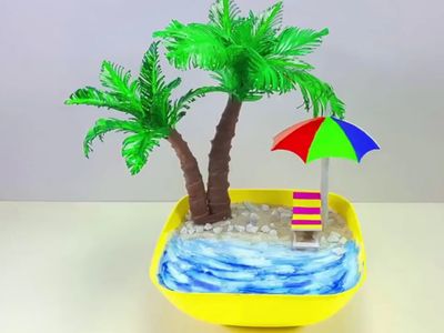 DIY海水沙滩椰树微型布景小摆件