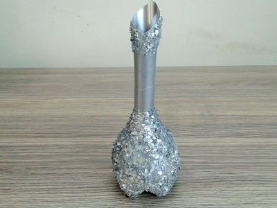DIY塑料瓶银色艺术花瓶