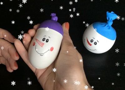 气球造型圣诞节小雪人摆设装饰品做法