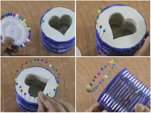 DIY泡沫板心形笔筒的制作方法