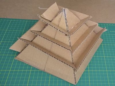 硬纸板模型的制作,diy迷你金字塔手办教学