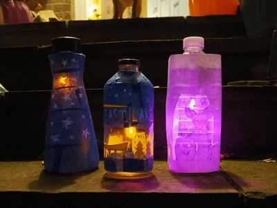 塑料瓶改造，朦胧鬼夜万圣节个性灯饰