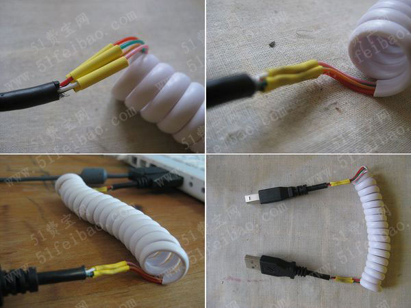 USB普通数据线改造弹簧线教程