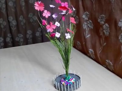 枯树枝DIY漂亮彩纸花树